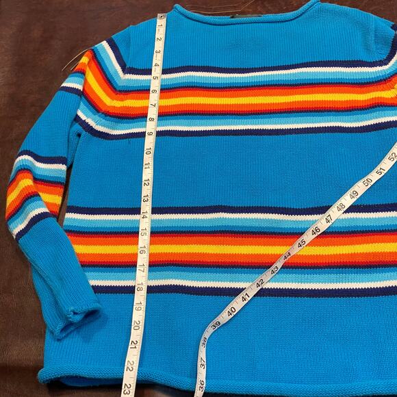 Vintage Y2K Lauren‎ Ralph Lauren Mock Neck Striped Sweater Bright Womens Large - Picture 12 of 13